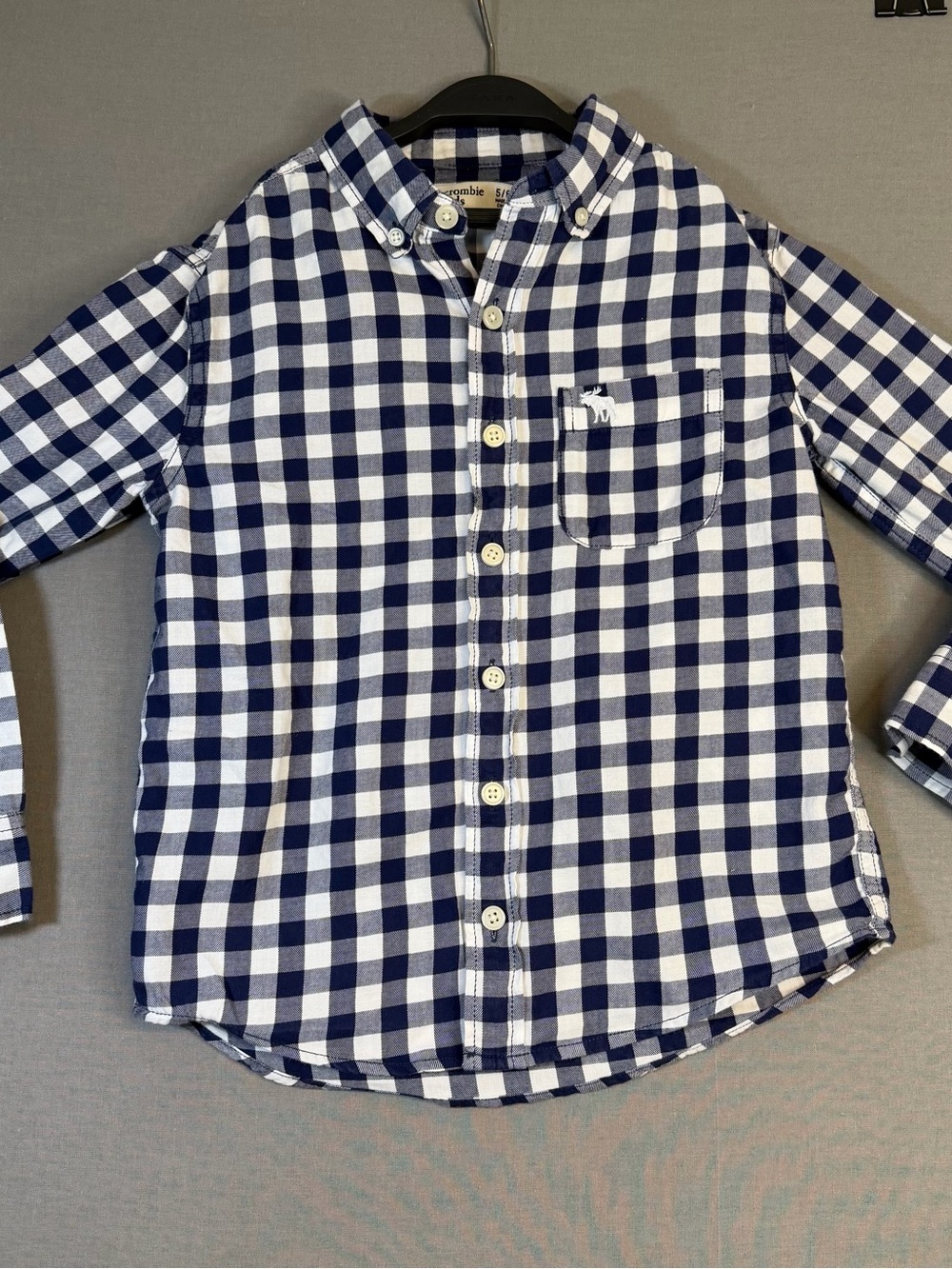abercrombie kids Navy & White Gingham Button-Down Shirt